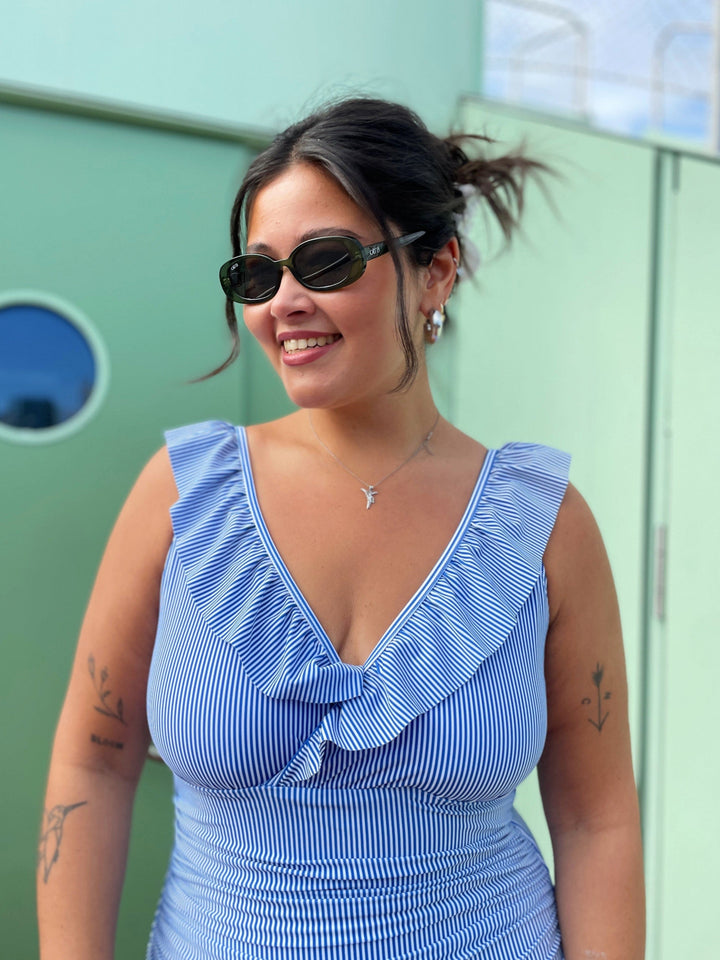 Cras Badedrakt Agnes badedrakt - pinstripe blue