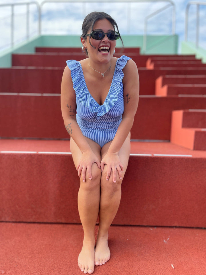 Cras Badedrakt Agnes badedrakt - pinstripe blue