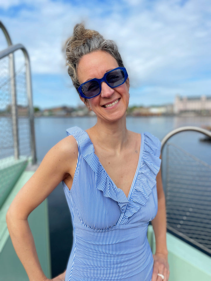 Cras Badedrakt Agnes badedrakt - pinstripe blue