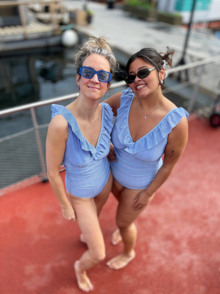 Cras Badedrakt Agnes badedrakt - pinstripe blue