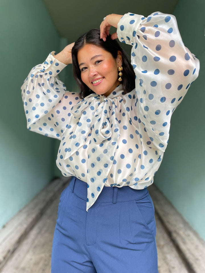 Cras Topper Jackie bluse - blå prikker