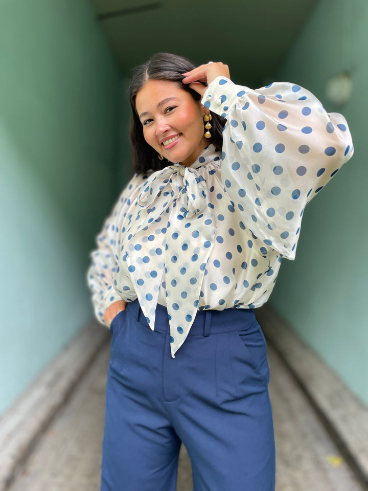 Cras Topper Jackie bluse - blå prikker