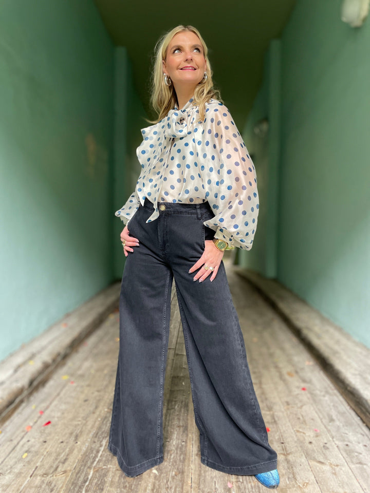 Cras Topper Jackie bluse - blå prikker