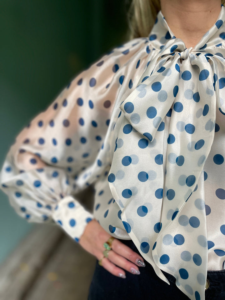 Cras Topper Jackie bluse - blå prikker