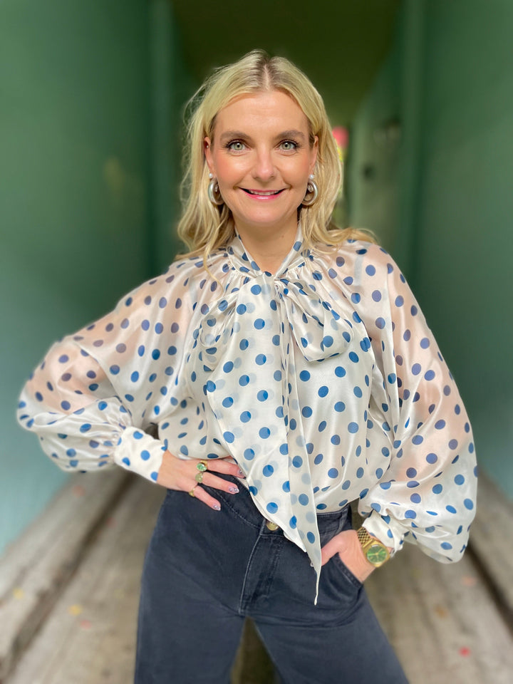 Cras Topper Jackie bluse - blå prikker