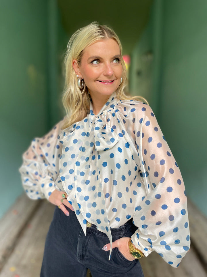 Cras Topper Jackie bluse - blå prikker