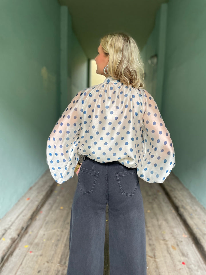 Cras Topper Jackie bluse - blå prikker