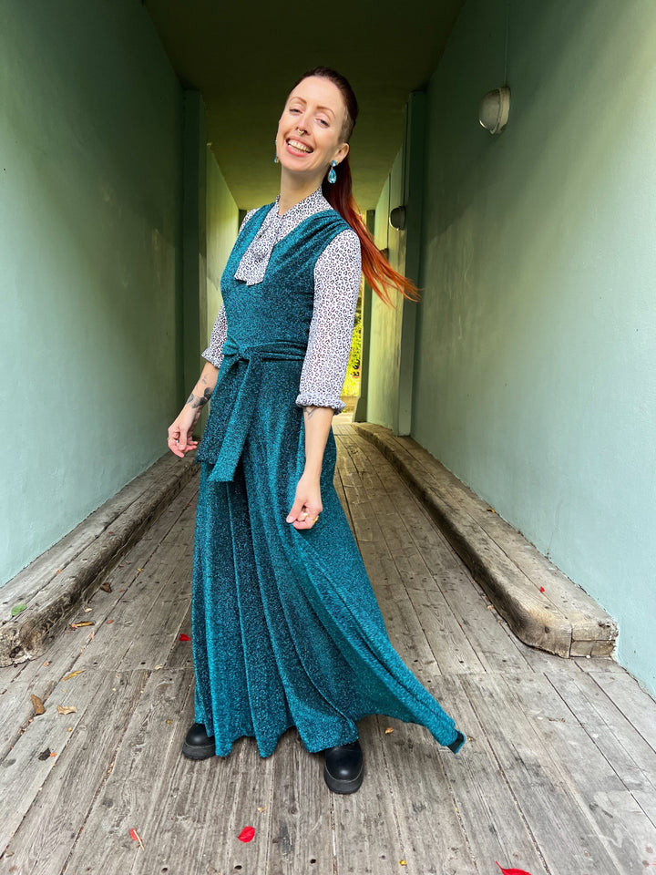 Dianas Vintage belter Belte av restestoff - blå lurex