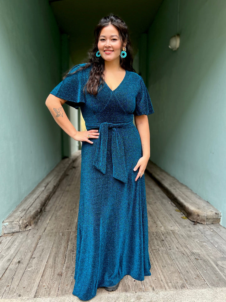 Dianas Vintage belter Belte av restestoff - blå lurex