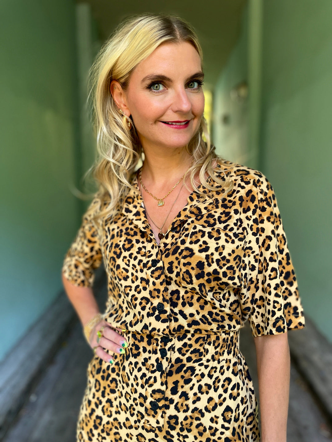 Dianas Vintage buksedresser Goldie Jumpsuit - leopard