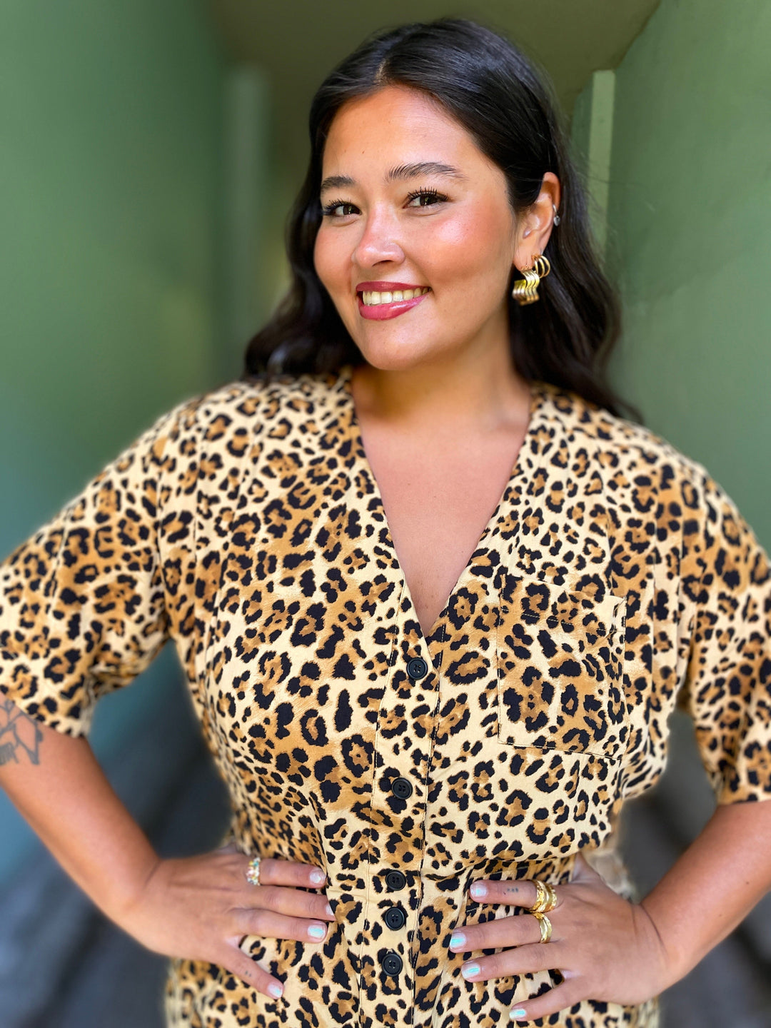 Dianas Vintage buksedresser Goldie Jumpsuit - leopard