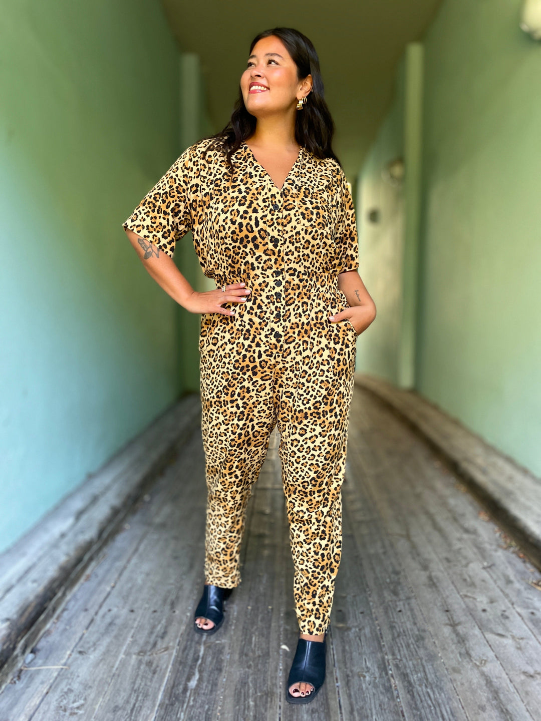 Dianas Vintage buksedresser Goldie Jumpsuit - leopard
