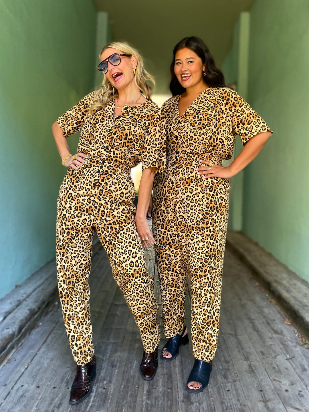 Dianas Vintage buksedresser Goldie Jumpsuit - leopard