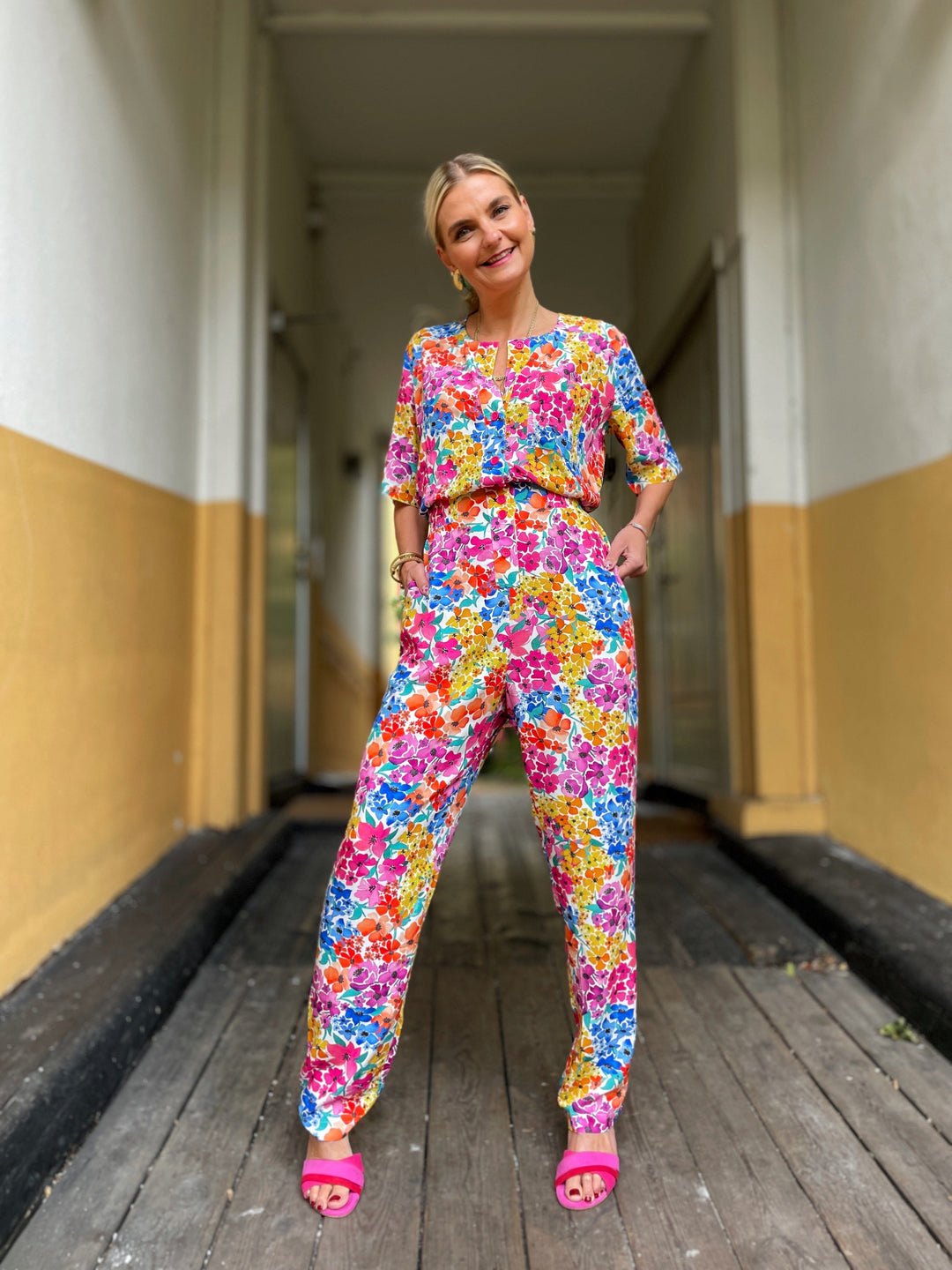Dianas Vintage buksedresser Goldie Jumpsuit - summer garden