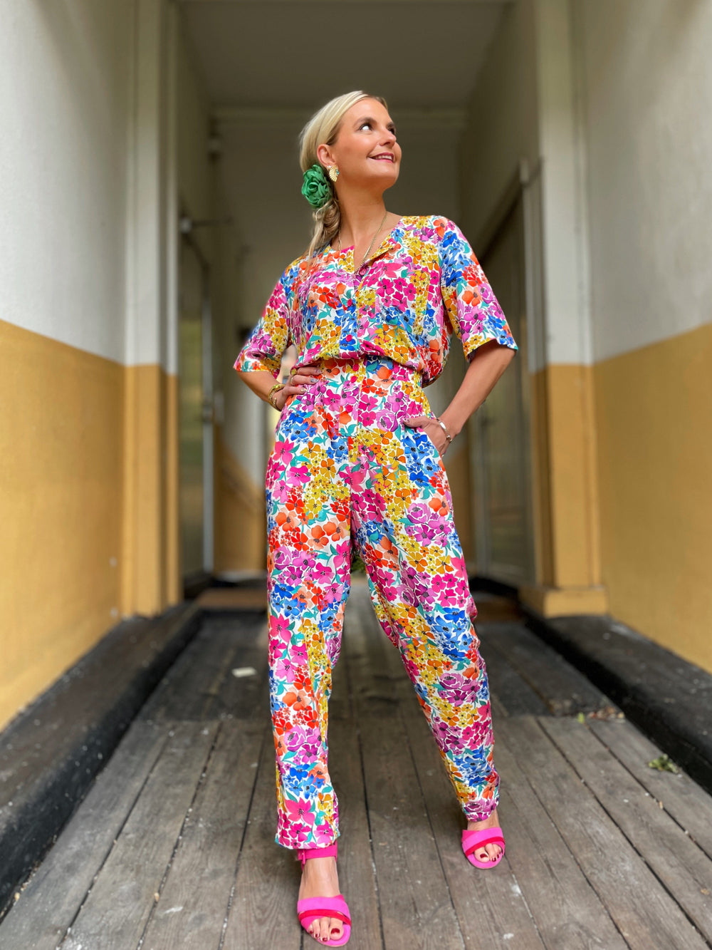Dianas Vintage buksedresser Goldie Jumpsuit - summer garden