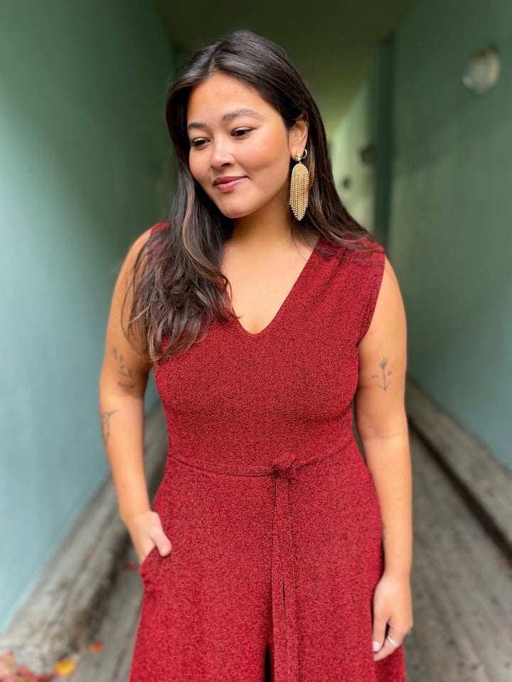 Dianas Vintage buksedresser Jolly Jumpsuit lurex - rød