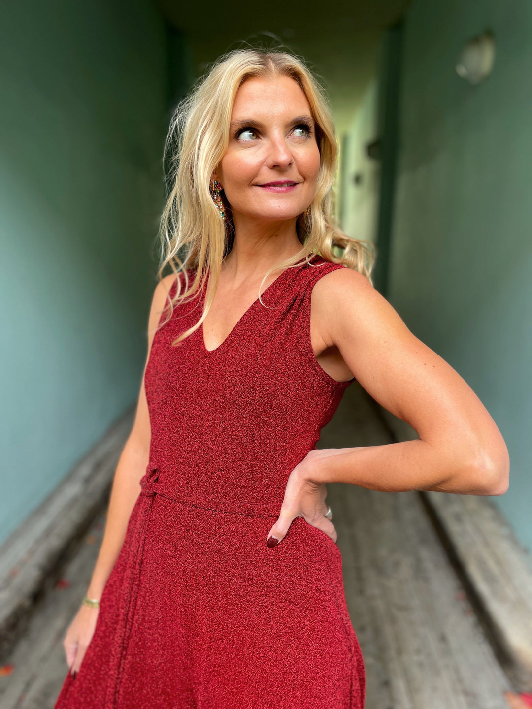 Dianas Vintage buksedresser Jolly Jumpsuit lurex - rød