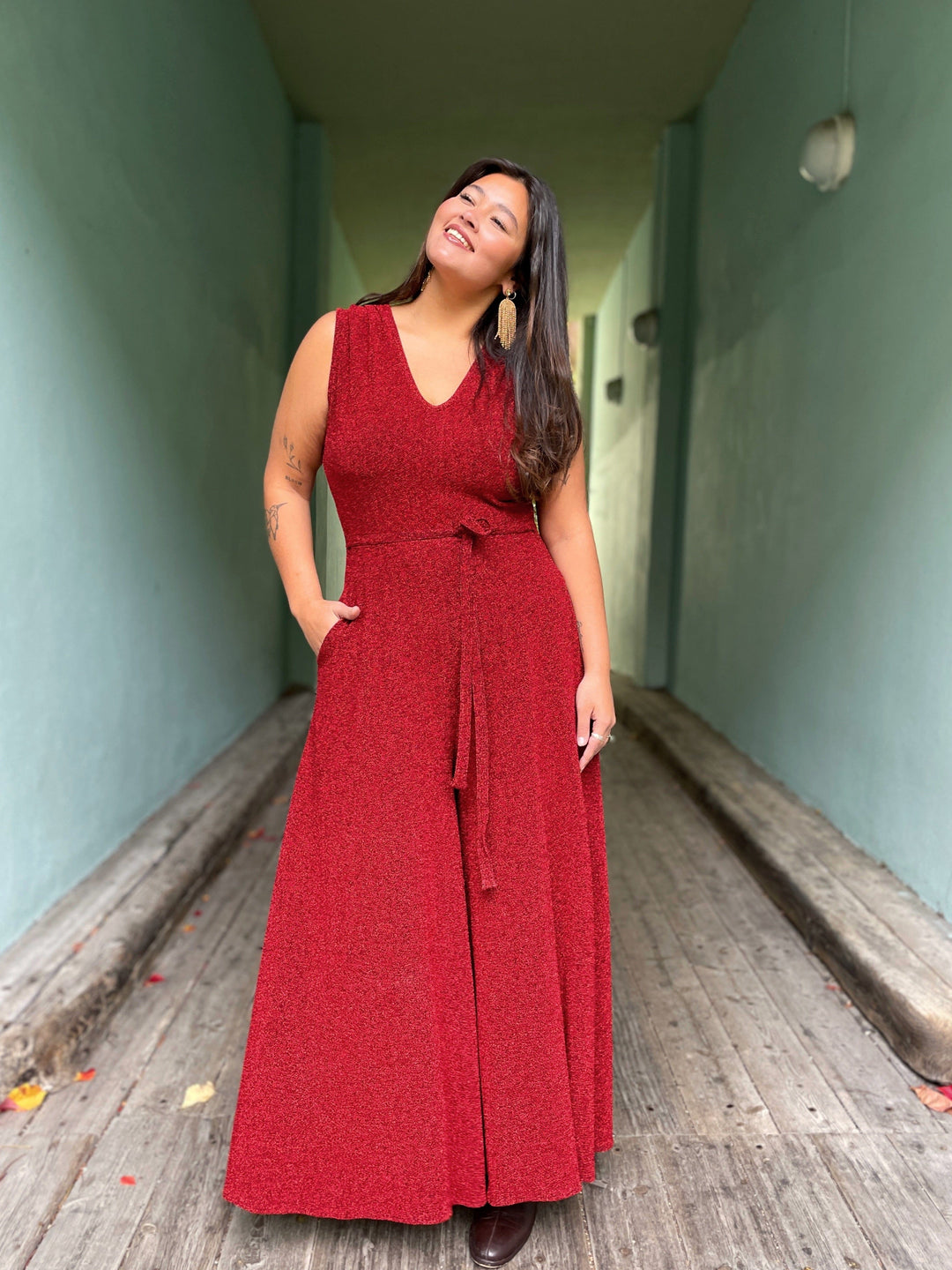 Dianas Vintage buksedresser Jolly Jumpsuit lurex - rød