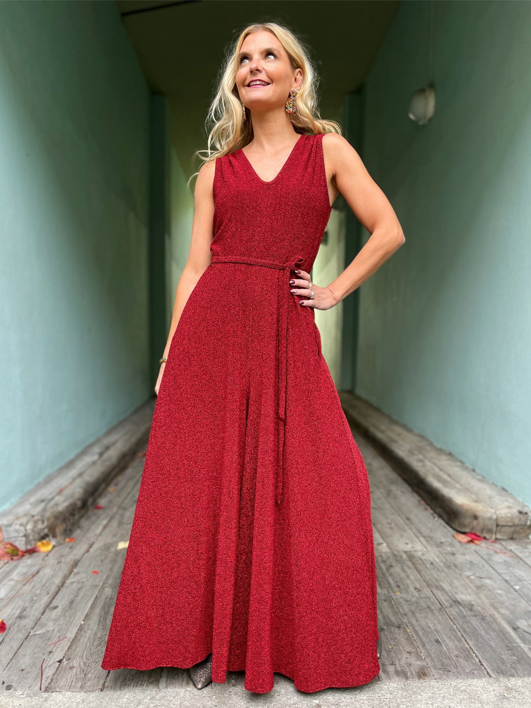 Dianas Vintage buksedresser Jolly Jumpsuit lurex - rød