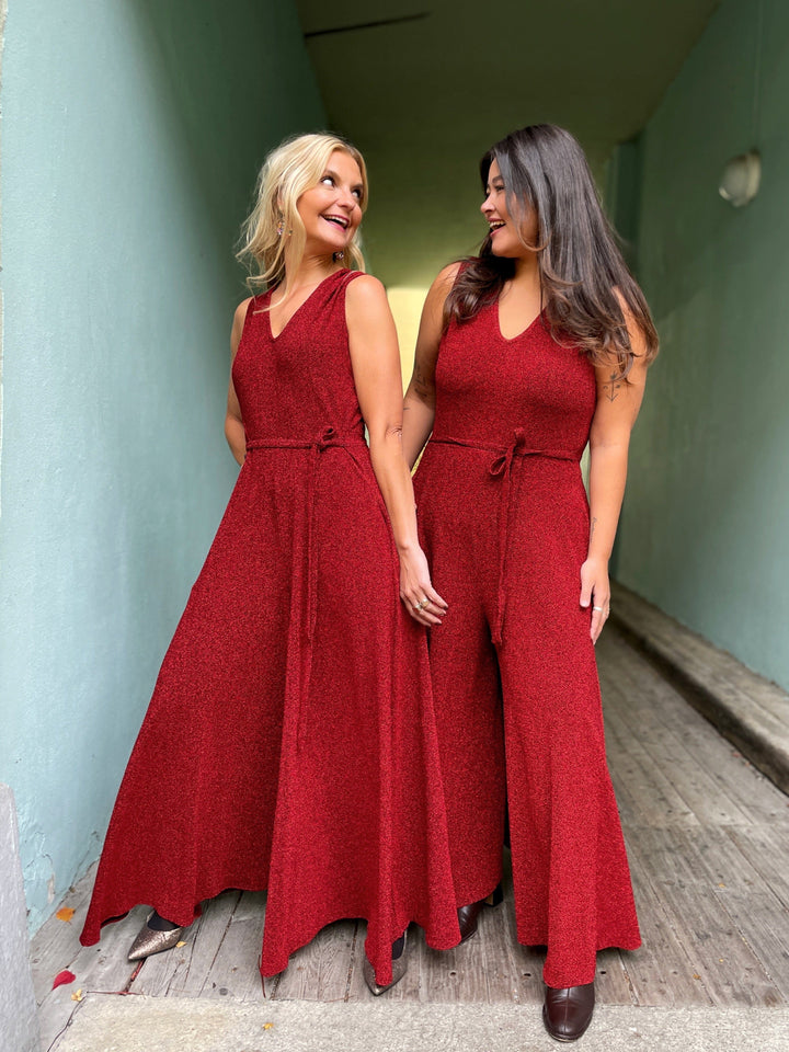 Dianas Vintage buksedresser Jolly Jumpsuit lurex - rød