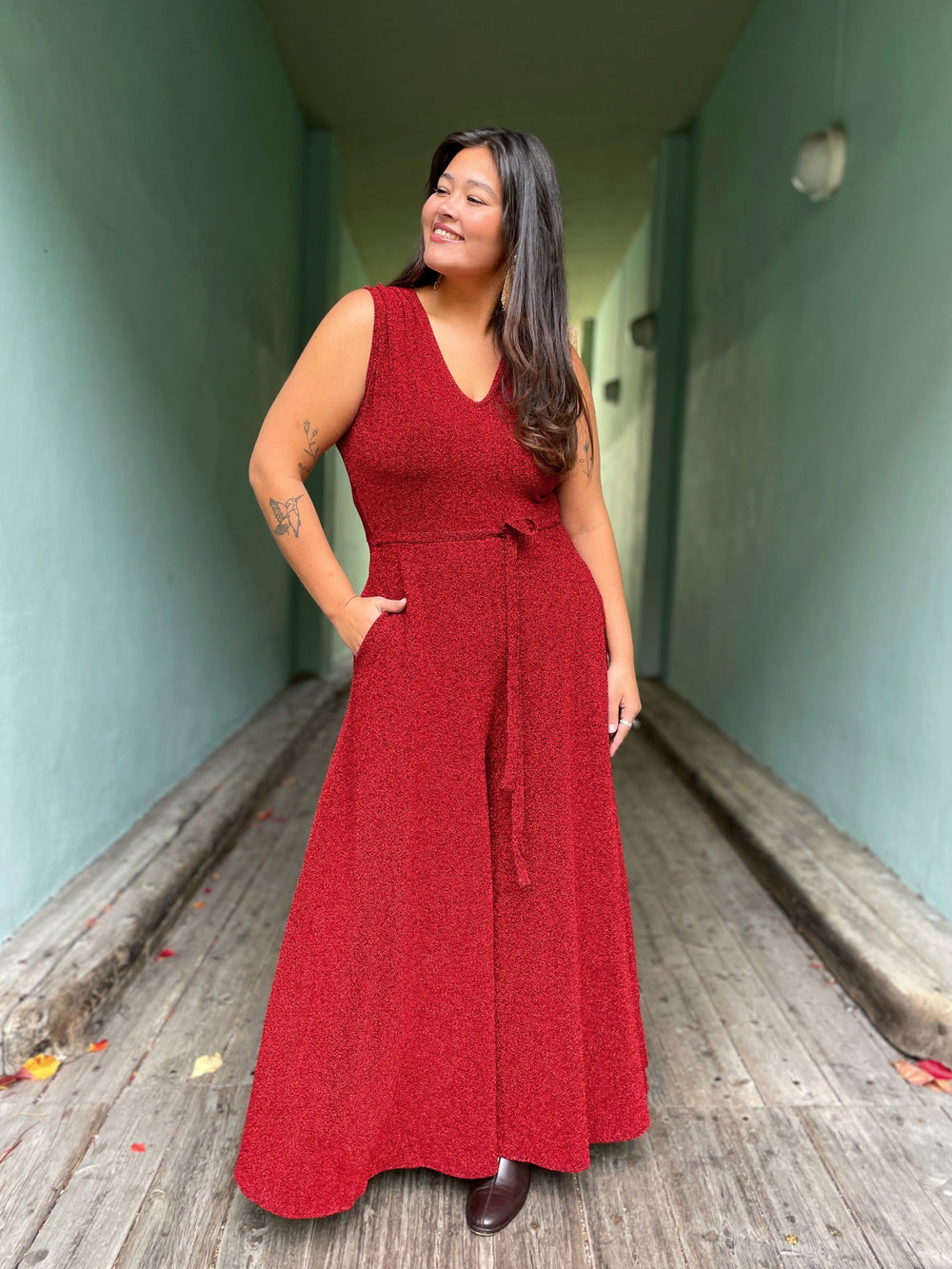 Dianas Vintage buksedresser Jolly Jumpsuit lurex - rød