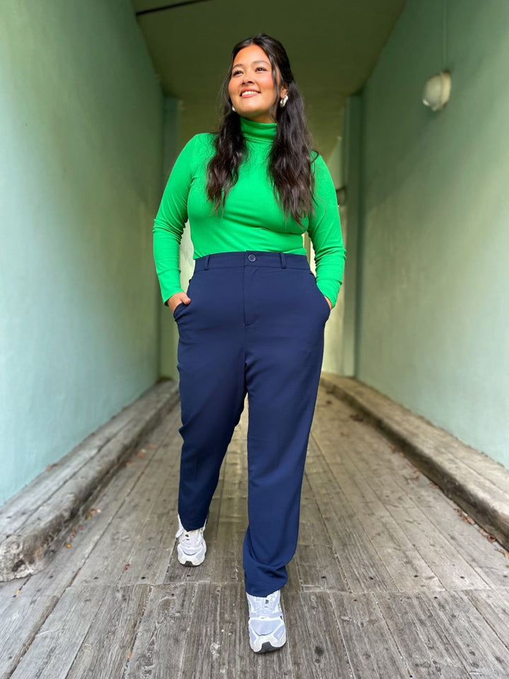 Dianas Vintage bukser Frida Pants med gylf - bukse med høyt liv - mørk blå