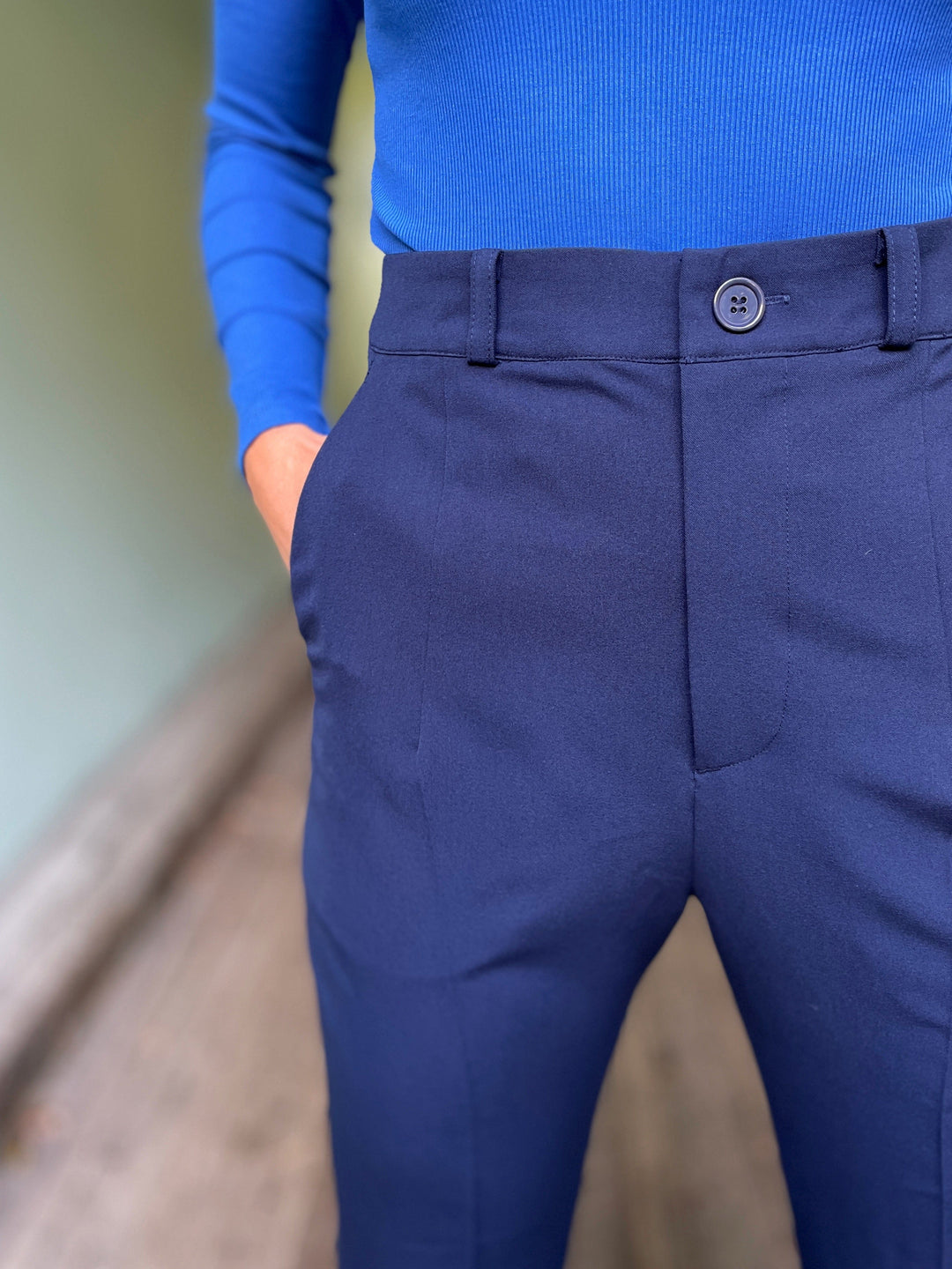 Dianas Vintage bukser Frida Pants med gylf - bukse med høyt liv - mørk blå