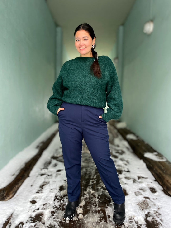 Dianas Vintage bukser Frida Pants med gylf - bukse med høyt liv - mørk blå