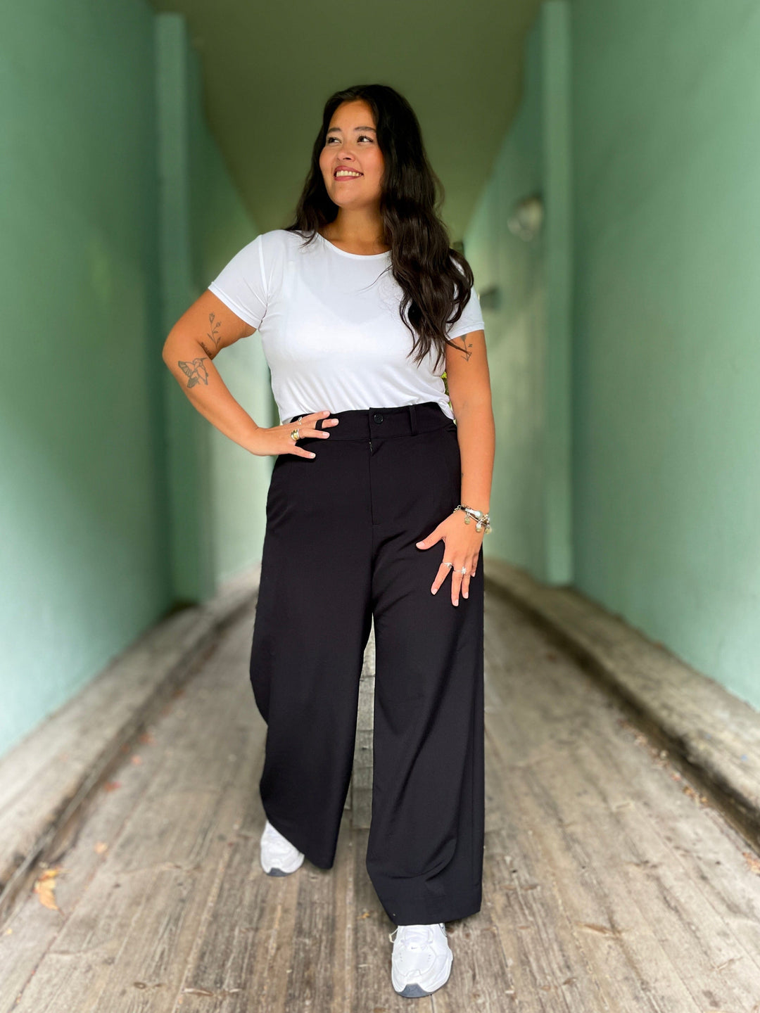 Dianas Vintage bukser Hepburn Pants med gylf - bukse med høyt liv - svart