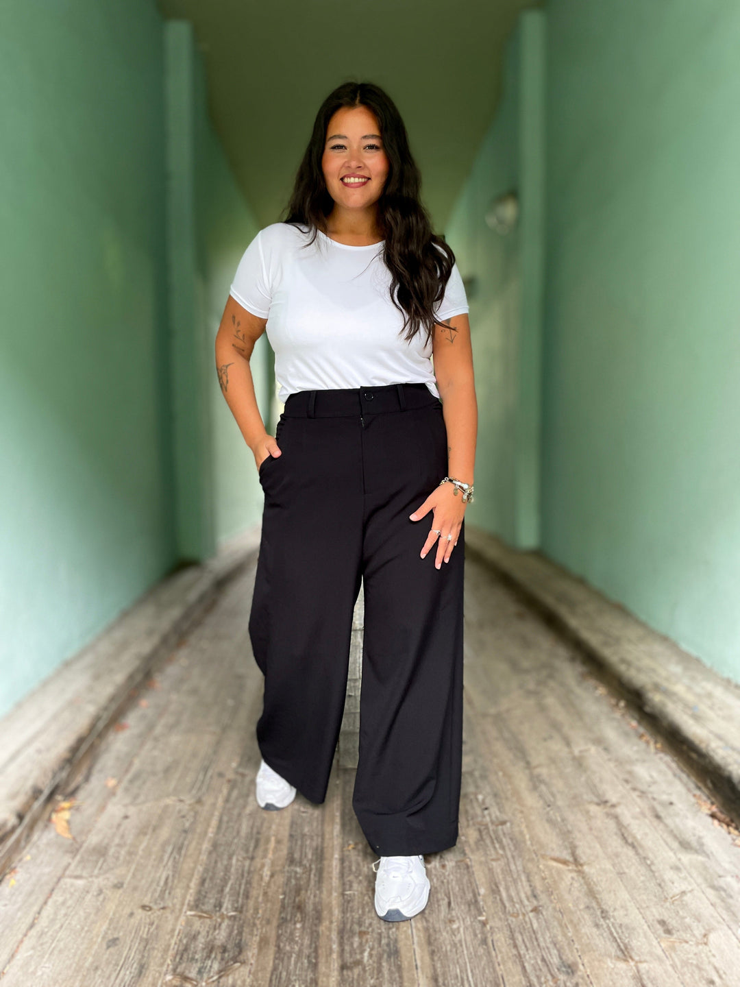 Dianas Vintage bukser Hepburn Pants med gylf - bukse med høyt liv - svart