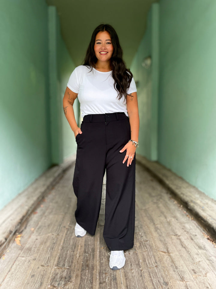 Dianas Vintage bukser Hepburn Pants med gylf - bukse med høyt liv - svart