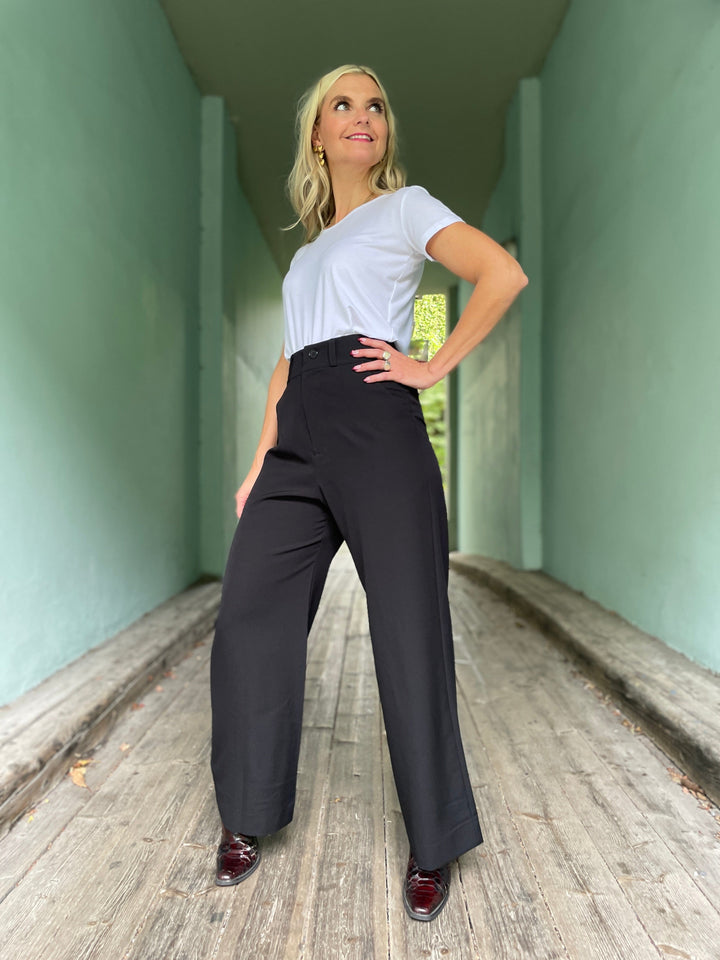 Dianas Vintage bukser Hepburn Pants med gylf - bukse med høyt liv - svart