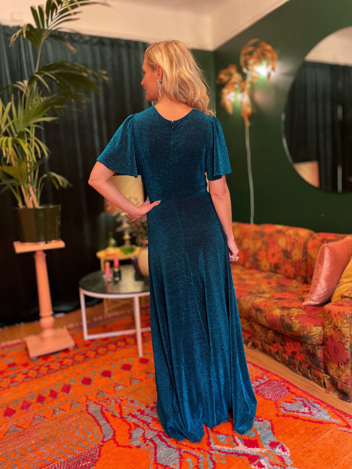 Dianas Vintage kjoler Diana Dress lurex - lang kjole - blå