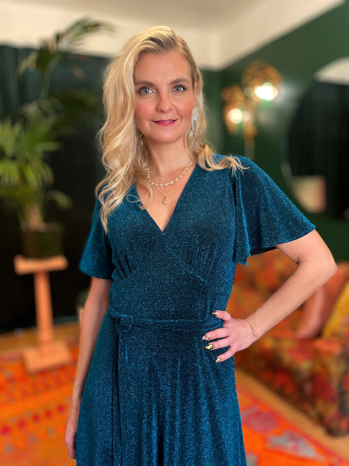 Dianas Vintage kjoler Diana Dress lurex - lang kjole - blå