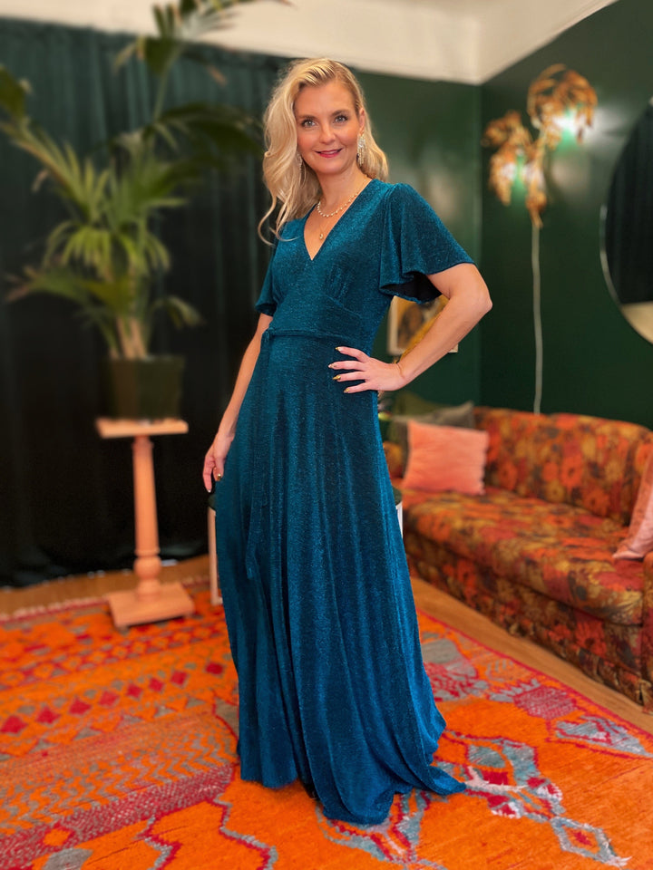 Dianas Vintage kjoler Diana Dress lurex - lang kjole - blå