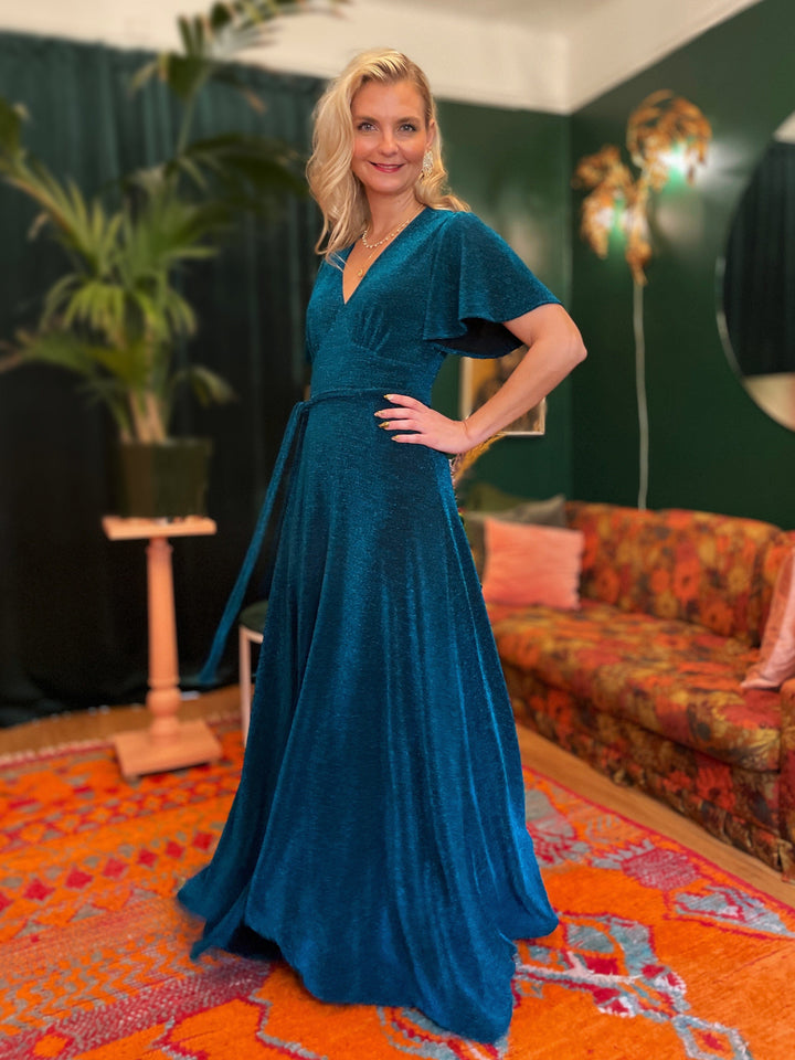 Dianas Vintage kjoler Diana Dress lurex - lang kjole - blå