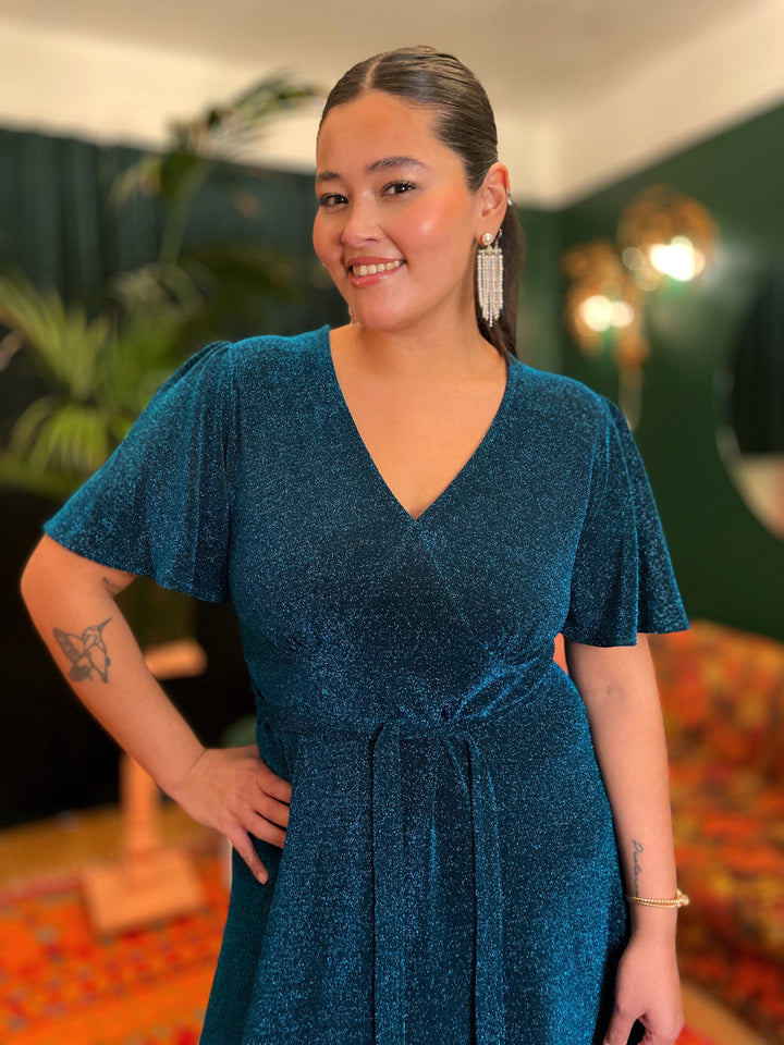 Dianas Vintage kjoler Diana Dress lurex - lang kjole - blå