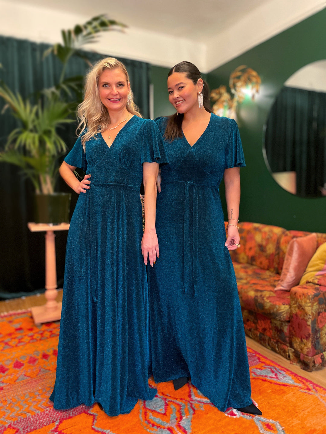 Dianas Vintage kjoler Diana Dress lurex - lang kjole - blå