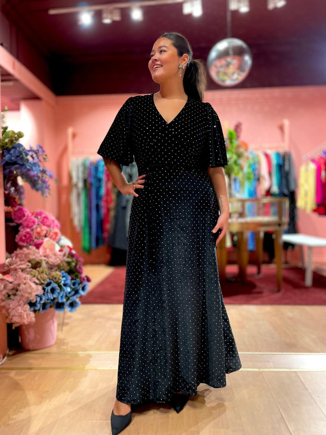 Dianas Vintage kjoler Diana Dress velvet - lang kjole - sparkles