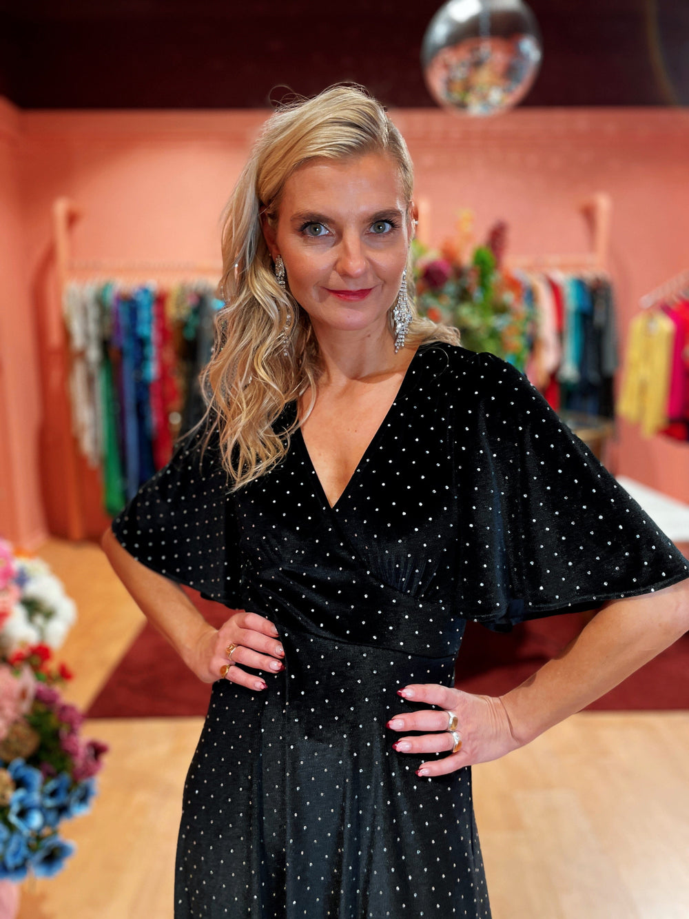 Dianas Vintage kjoler Diana Dress velvet - lang kjole - sparkles