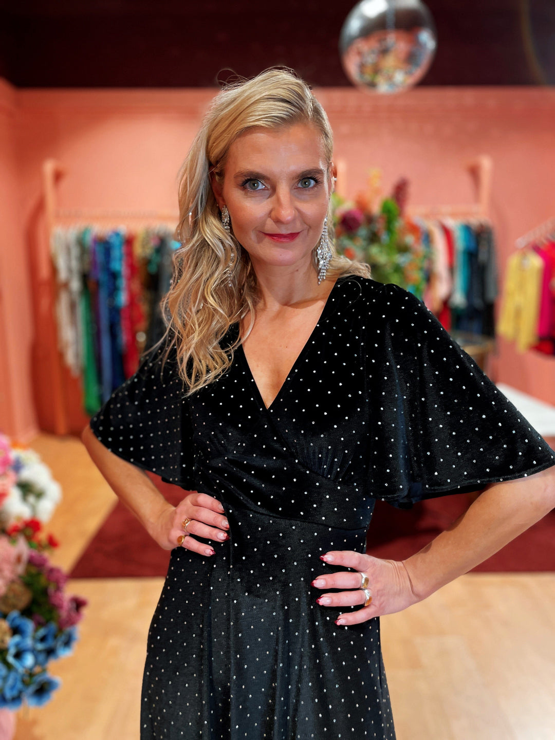 Dianas Vintage kjoler Diana Dress velvet - lang kjole - sparkles