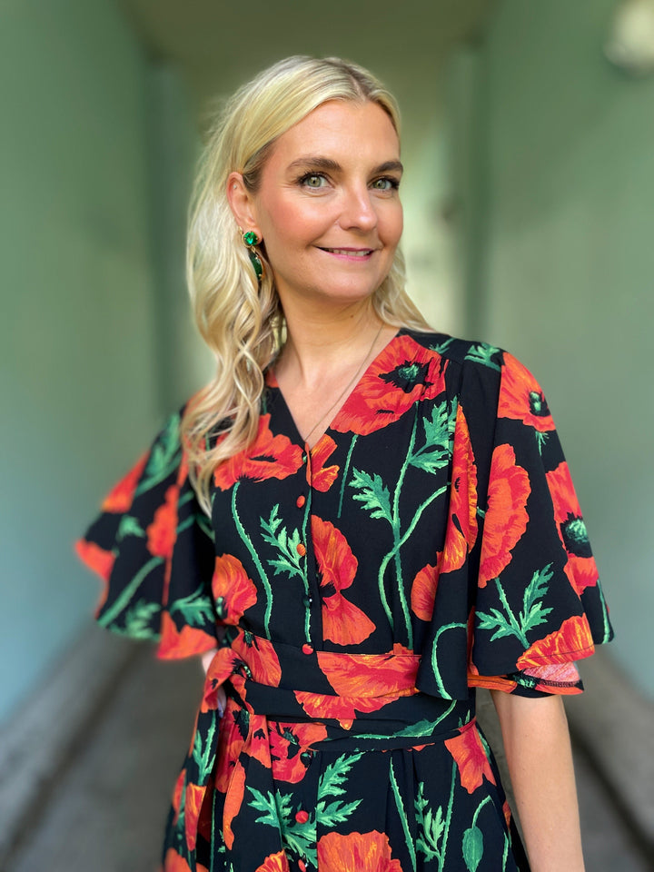 Dianas Vintage kjoler Monika dress lang - poppy black