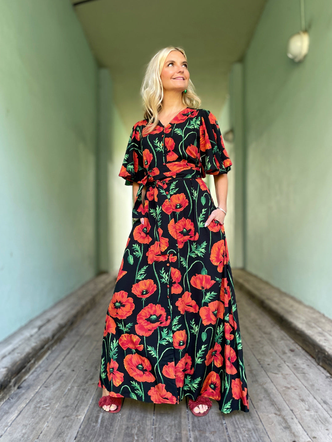 Dianas Vintage kjoler Monika dress lang - poppy black