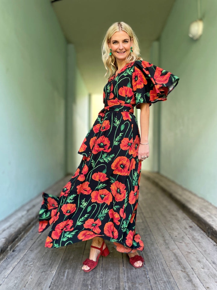 Dianas Vintage kjoler Monika dress lang - poppy black