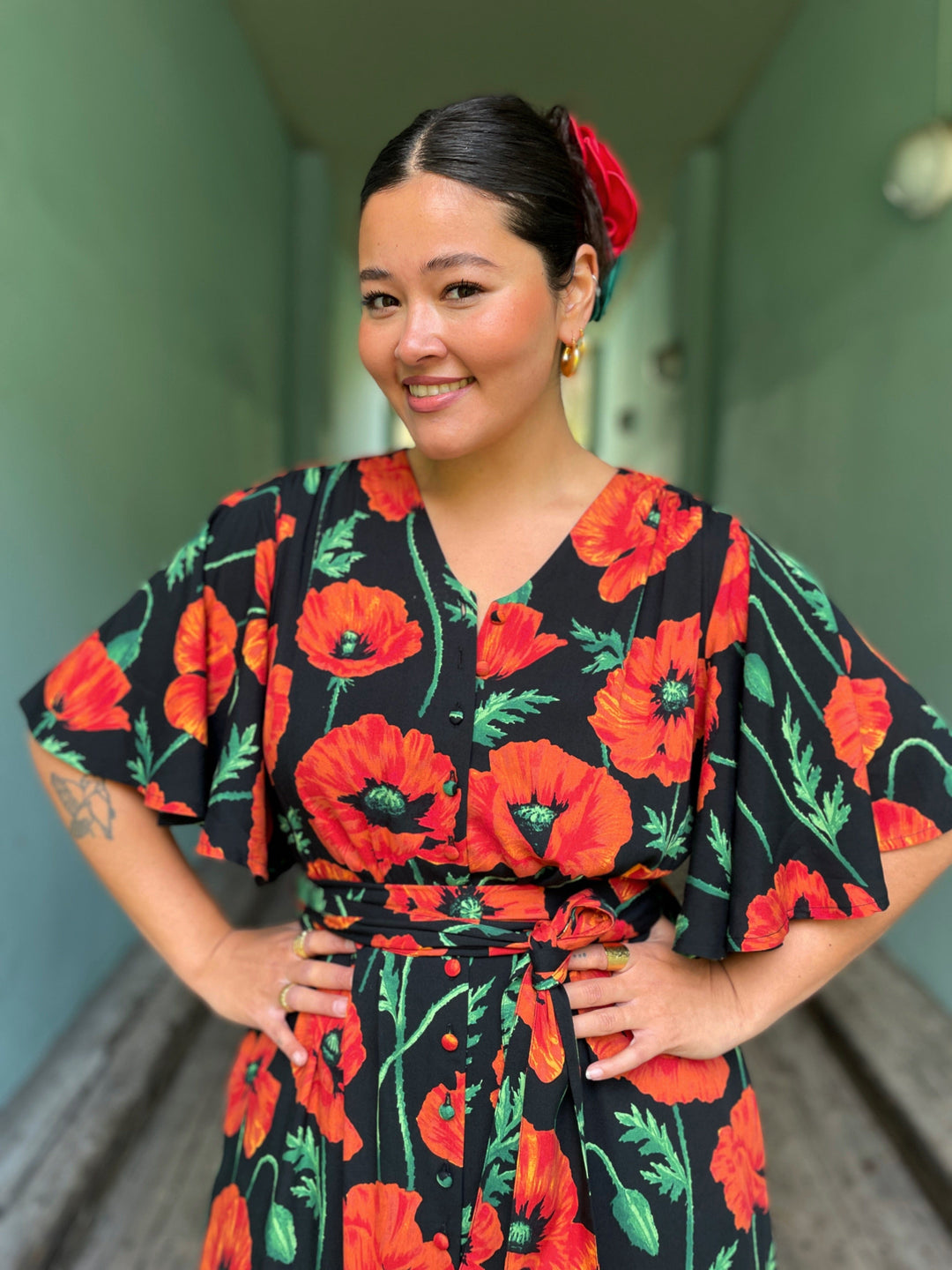 Dianas Vintage kjoler Monika dress lang - poppy black