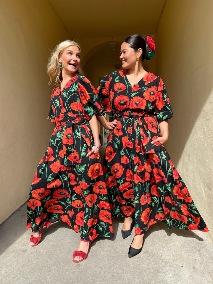 Dianas Vintage kjoler Monika dress lang - poppy black