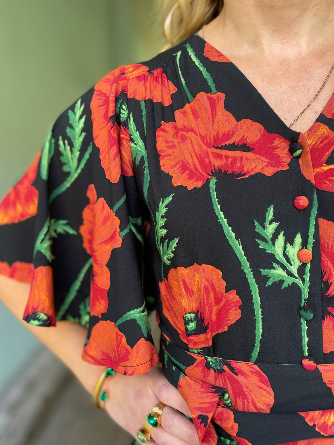 Dianas Vintage kjoler Monika dress lang - poppy black