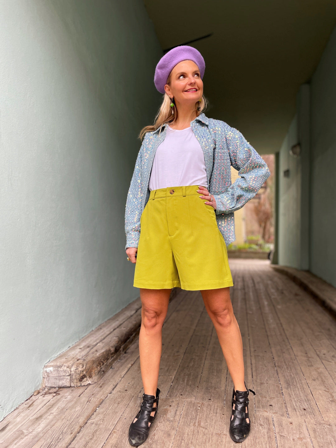Dianas Vintage shorts Frida shorts med gylf - lime