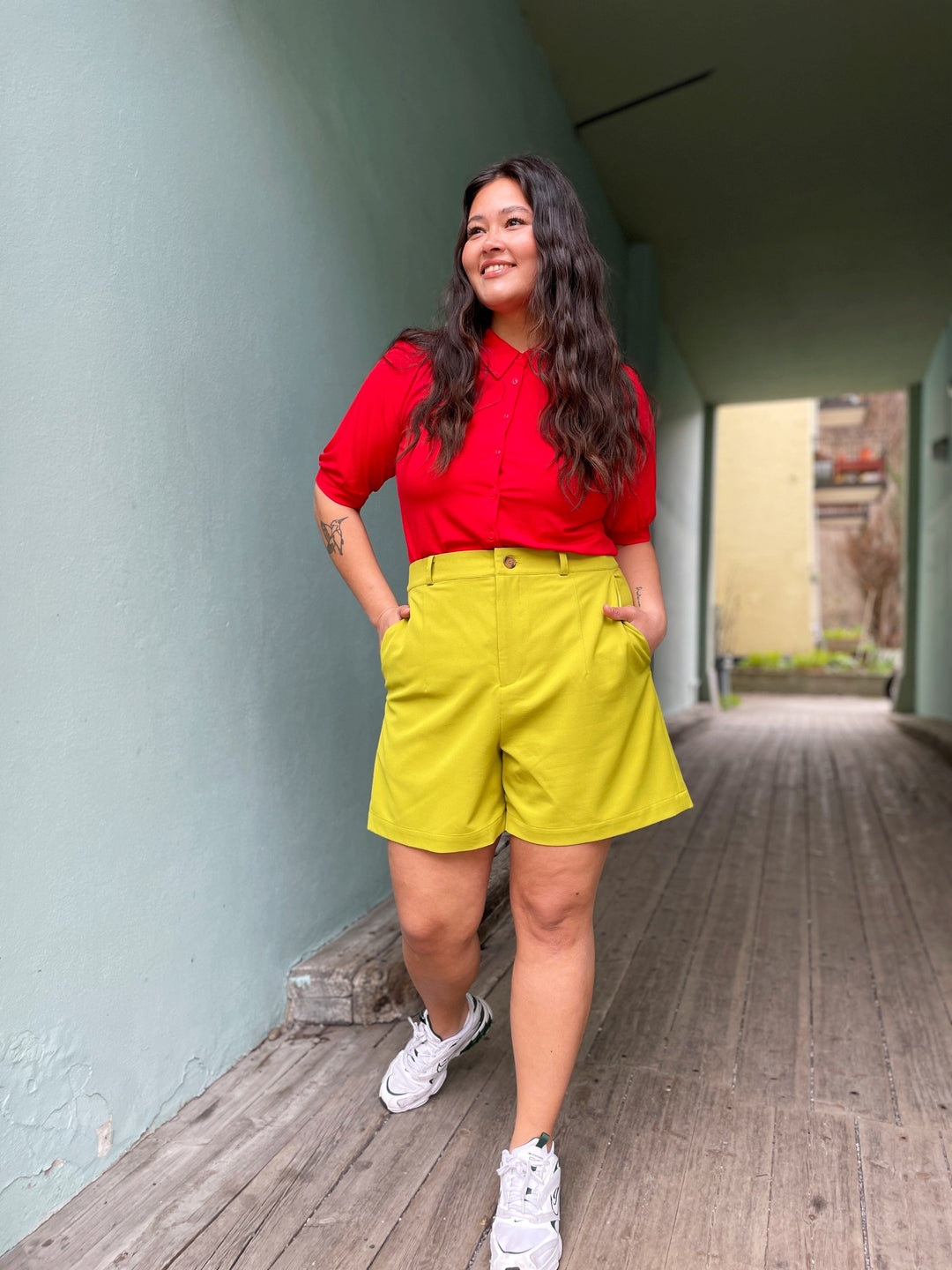 Dianas Vintage shorts Frida shorts med gylf - lime