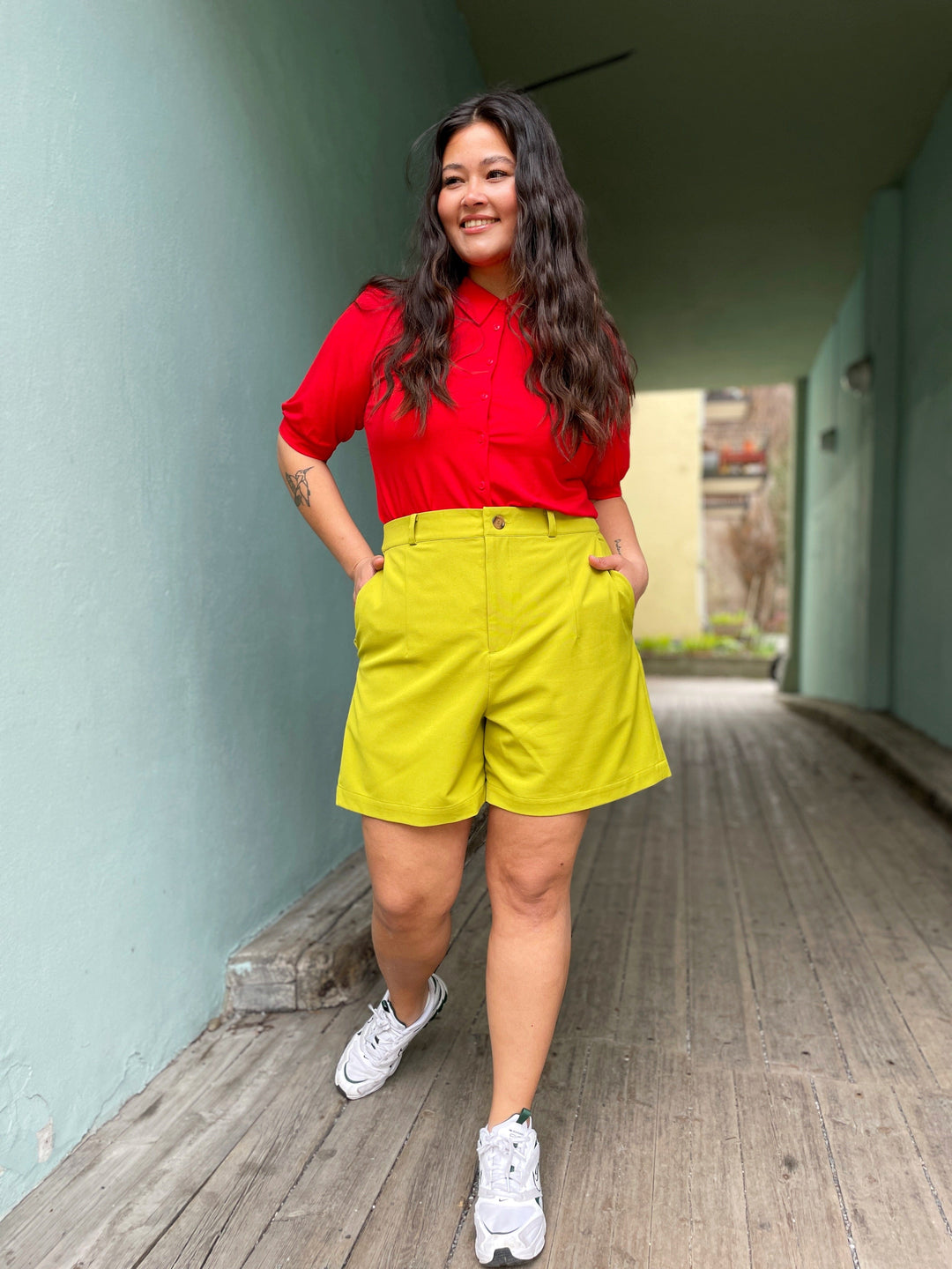 Dianas Vintage shorts Frida shorts med gylf - lime